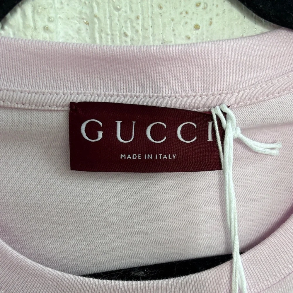 Gucci Logo Cotton Jersey Pink Mens T-shirt sz L